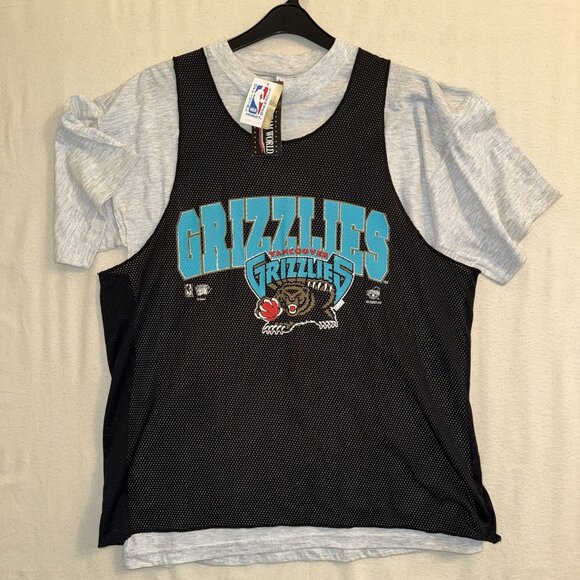 Vintage 1994 Vancouver Grizzlies Basketball NBA Teal Blue T-Shirt Ravens Mens XL - Picture 1 of 15
